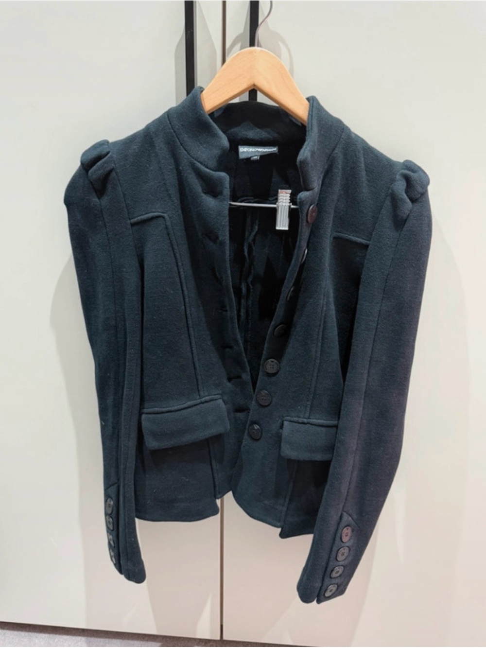 Armani Black Women's Puff shoulder Button-Front Jacket